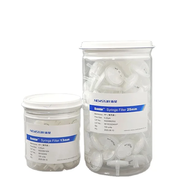 NEWSTAR  Wholesale High Quality 0.22/0.45um PP  polypropylene membrane Syringe Filter Suppliers / Big particles filtration
