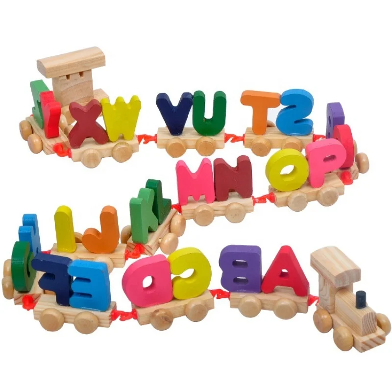 Floor Puzzles ABC Letter Alphabet Train Wooden Alphabet Railway Set for Preschool Kids Toddler Educational Toy