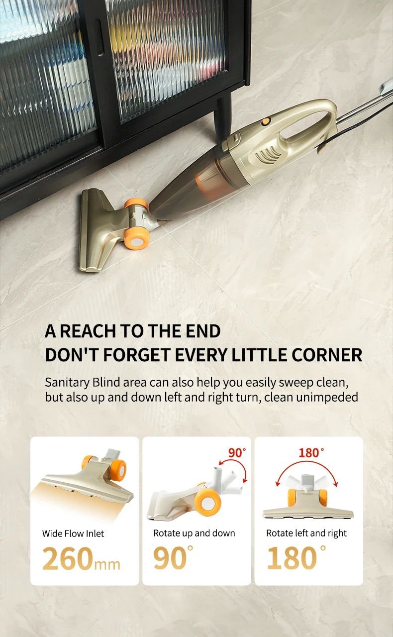 Hot Sale 400W Handheld Upright Vacuum Cleaner Dry Function Bagless for Home & Hotel Use with OEM & US/UK Plug Options
