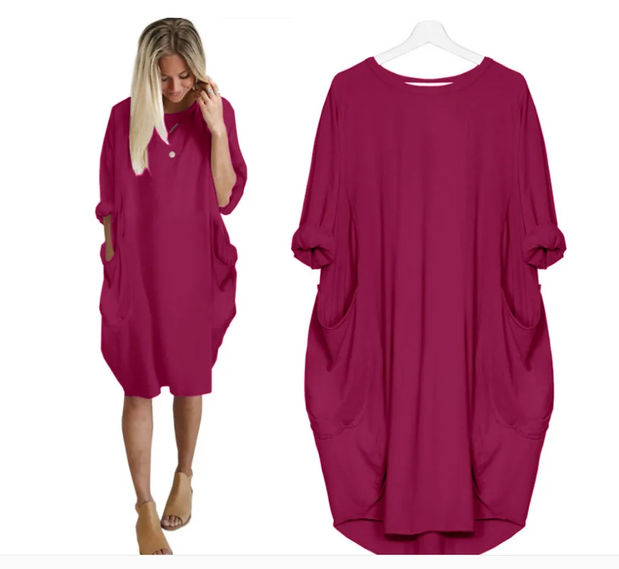 
Women Casual Summer T Shirt Dress Loose Short Sleeve Tunic Dress with Pocket for Women 