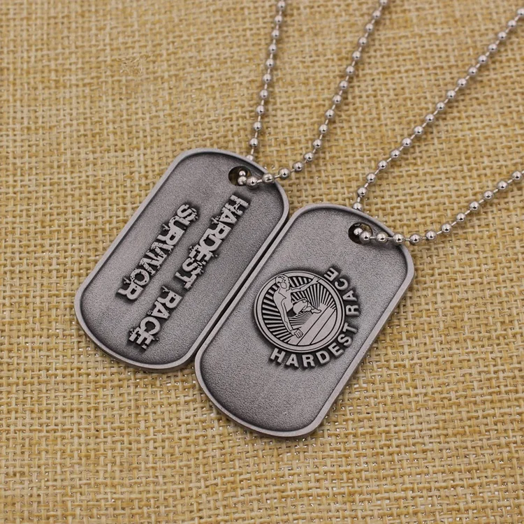 Free sample custom your own logo metal dog tag pendant with ball chain