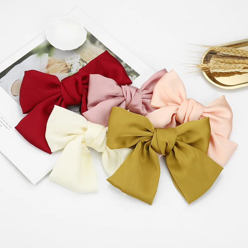 
Fashionable hairpin Chiffon satin large bow hair clip handmade cloth tie spring clip 