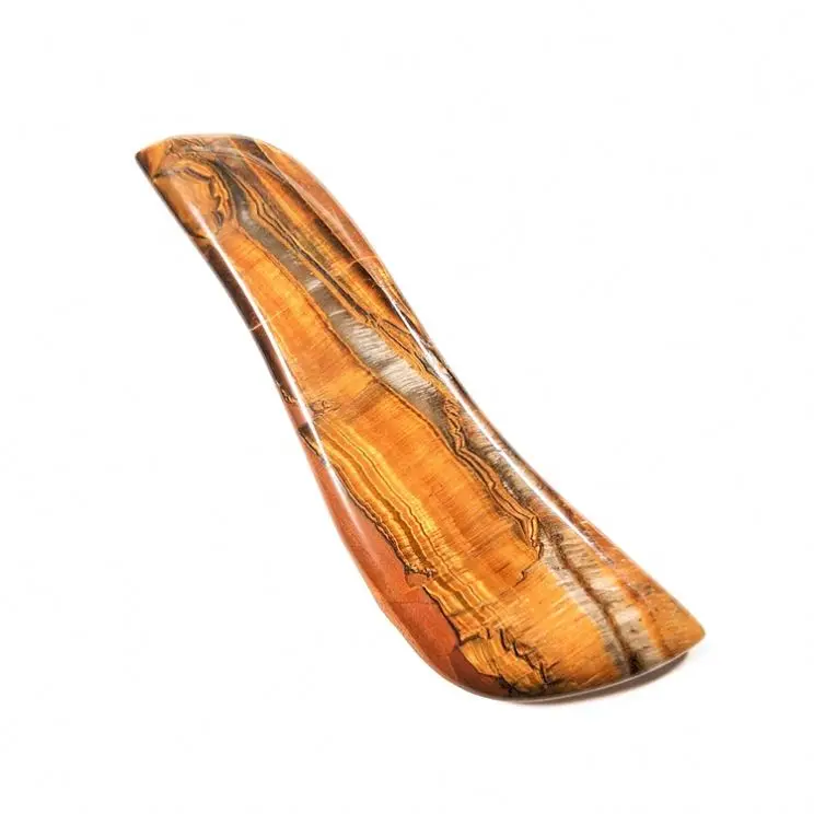 HY Gem Yellow Tiger Eye gua sha comb gua sha crystal heart body gua sha stone with box health and beauty