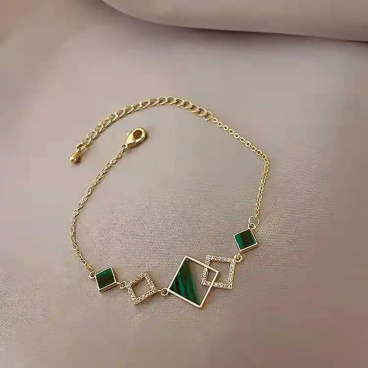 Light Luxury Geometric Golden Adjustable Stainless Steel Jewelry Bracelet For Women