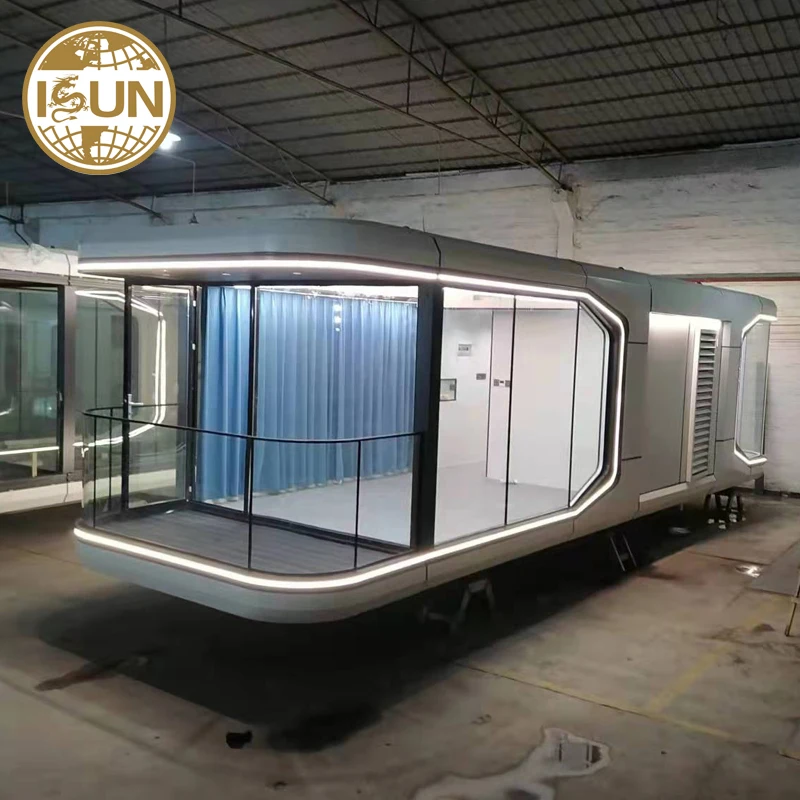 China Manufacturer Full steel structure house Easy install prefab house Luxury space capsule for hotel and homes