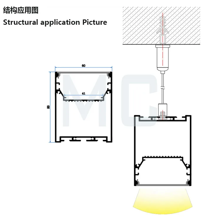 led flexible strip/led rigid bar profile,100mm led square aluminum profile with PMMA acrylic