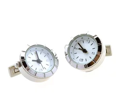 Stainless Steel Circular Glass Watch Cufflinks