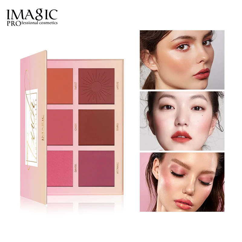 IMAGIC Pigment Blush Cosmetics Blusher Gel Creamy Rouge 6 Colors Long Lasting Natural Cheek Blush Face Contour Makeup Peach