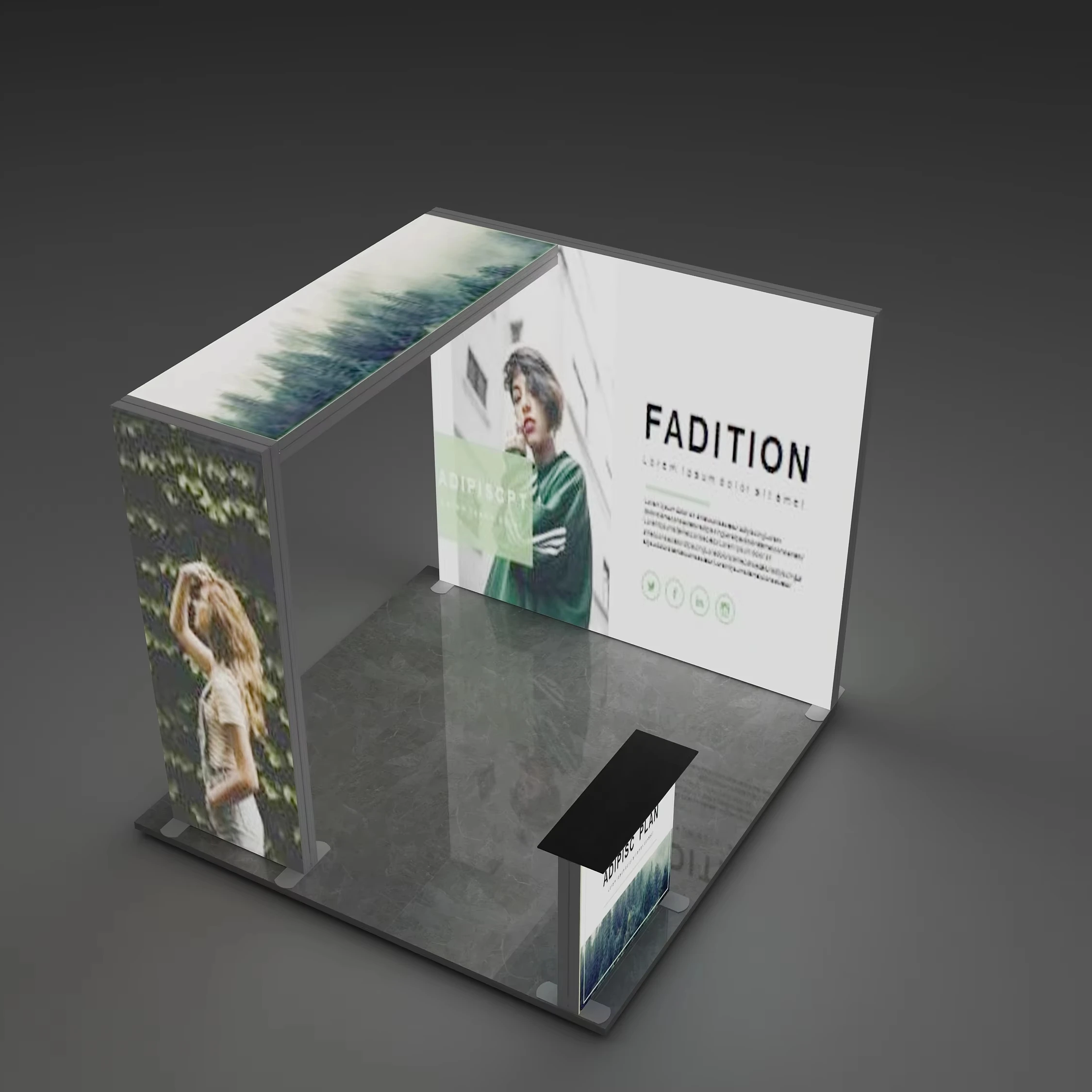 Wholesale Free Standing Illuminated Exhibit Custom Led Light Booth Trade Show Display 10 X 10 Exhibition Booth