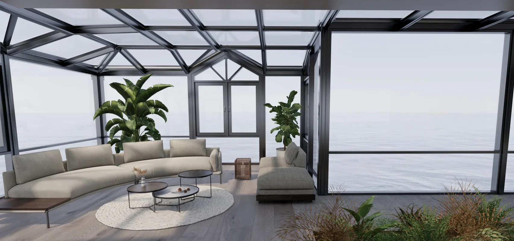 Modern French Design Small 4 Season Glass Room Winter Garden House Aluminum Sunroom With Folding Door For Outdoor Backyard