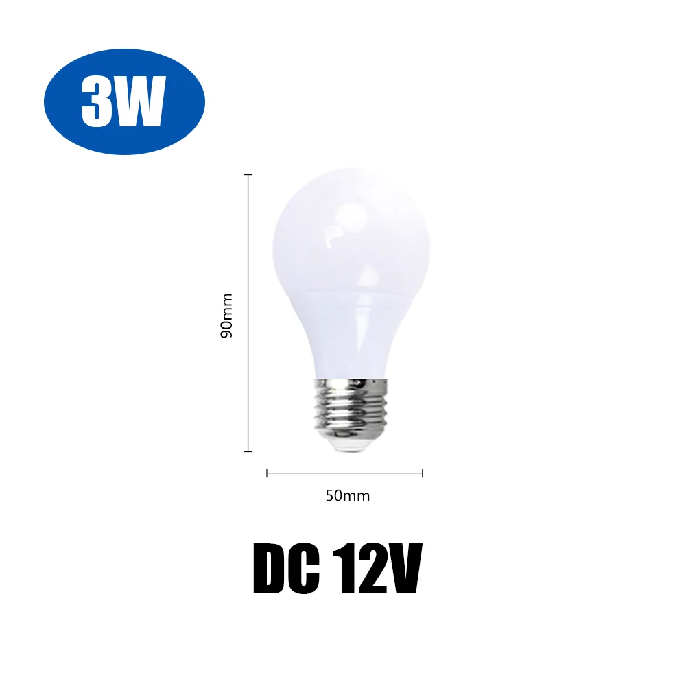 DC 12 V светодиодные лампы E27 светильники 3Вт 5 Вт 7Вт 9ВТ 12Вт 15 Bombilla для Солнечная Светодиодные вольт низкого напряжения