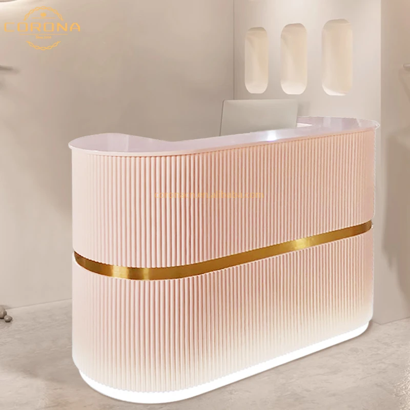 Современная Розовая белая небольшая стойка регистрации салон