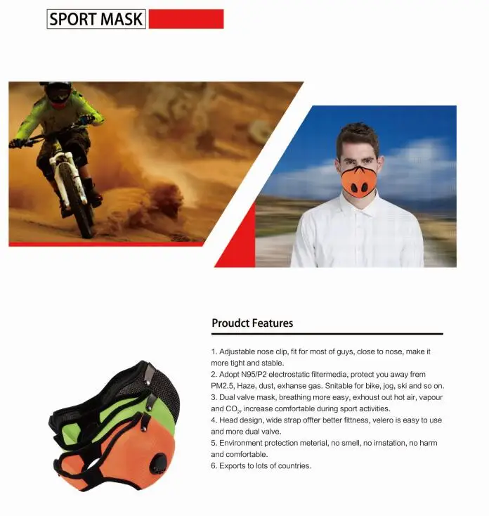 Reusable Washable Cloth Dust Pollution Pollen Purely Air Filter N95 Nose and Mouth Mask with Double Filter