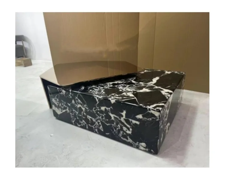Imported Natural Black Marble Rectangle Stone Coffee Table End Table Stone Cube Plinth