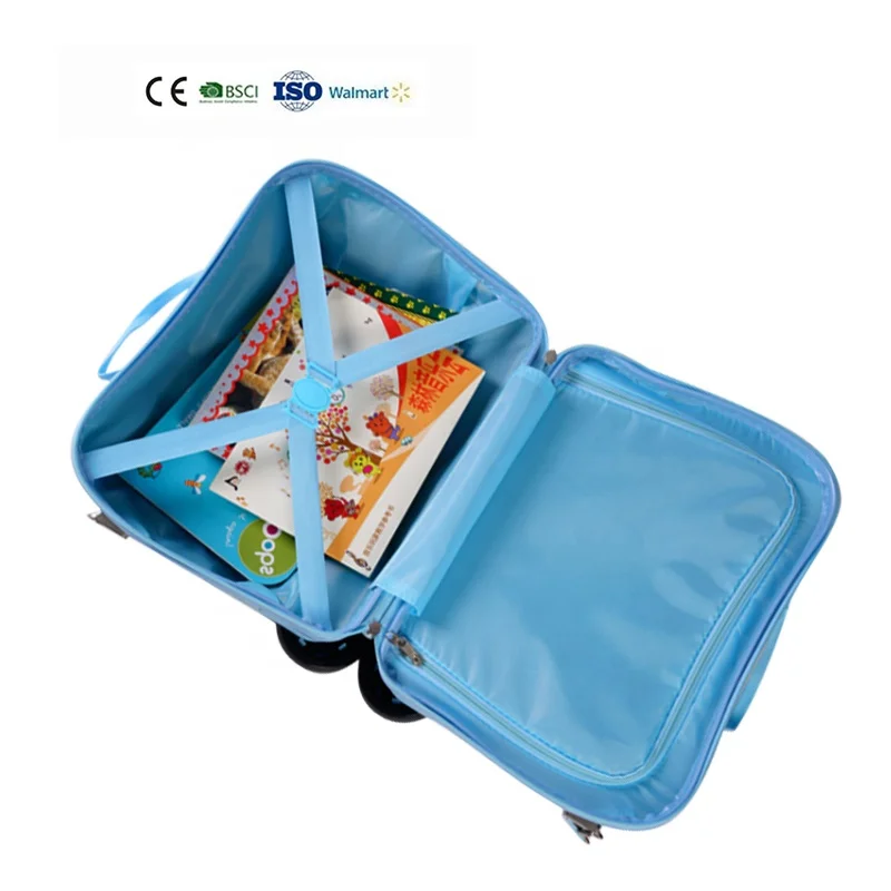 OEM manufacture abs 4 wheels 16 inch kids trolley luggage ride-on suitcase