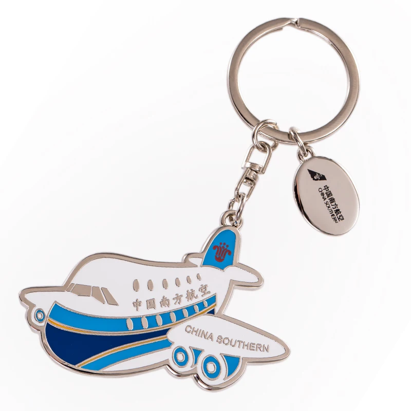 Creative paint airplane model keychain business small gift aviation metal keychain tag chain making LOGO