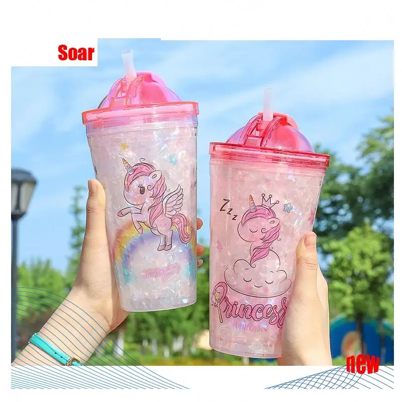 SOAR Unicorn Ice Sport Water Bottle With Straw Double