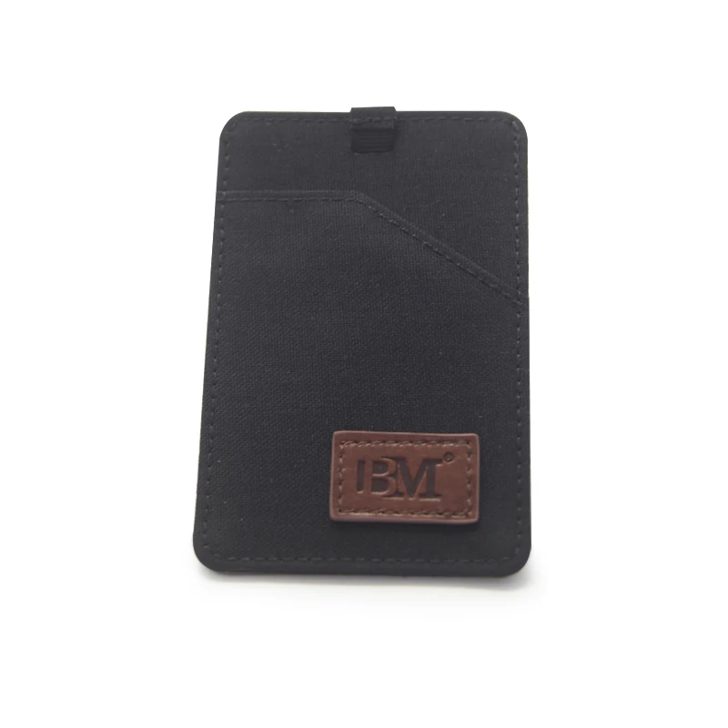 New Custom High Quality Business Badge PU Black leather Folding Credit ID Wallet Card Holders