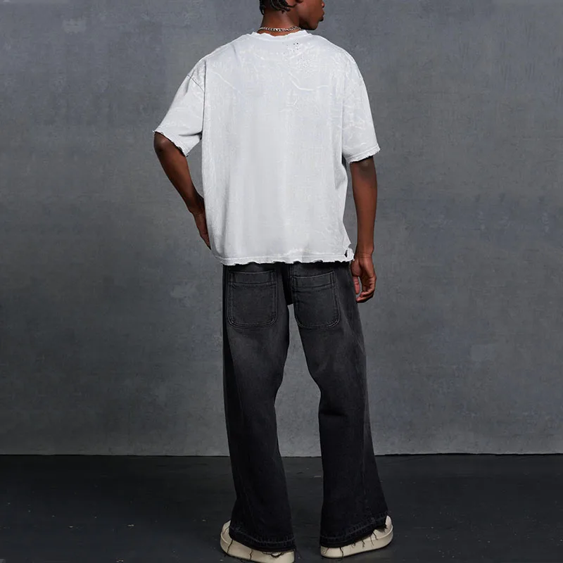 Custom Oversized Boxy Washed T-Shirt for men ripped t shirt