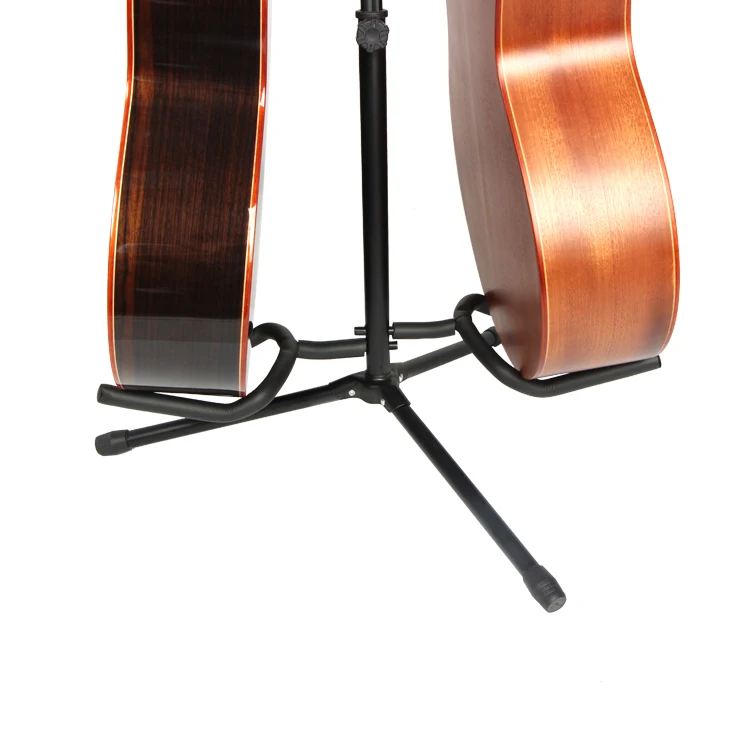 Wholesale professional durable metail acoustic guitar stand for 2 pcs double guitar stand