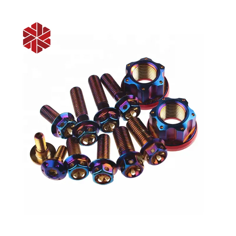 M4 M6 M8 M10 Gr5 Titanium Motorcycles Bolts Fasteners Flange Titanium Screws For Bicycle