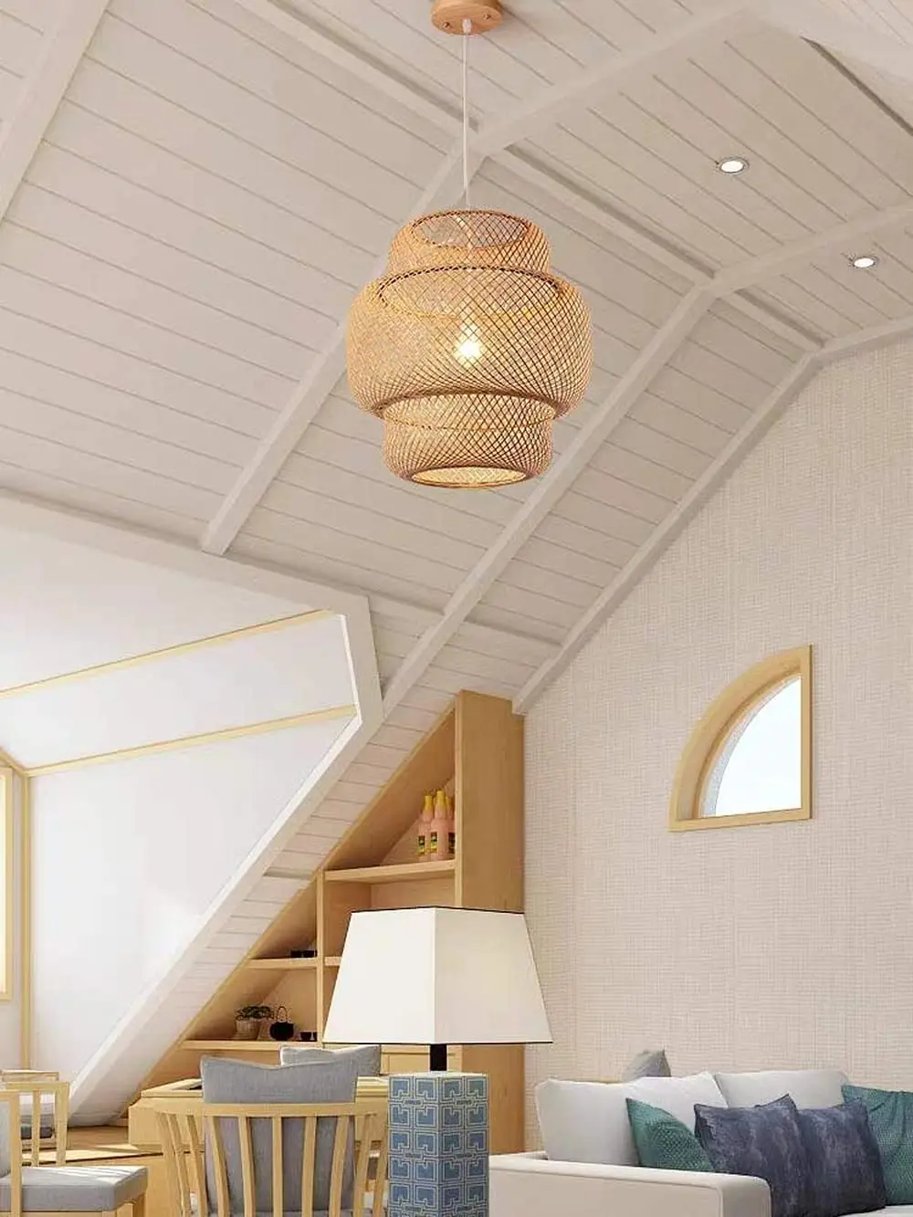 New Rattan Chandelier Led Pendant Light Rattan Lamp for Home Decor