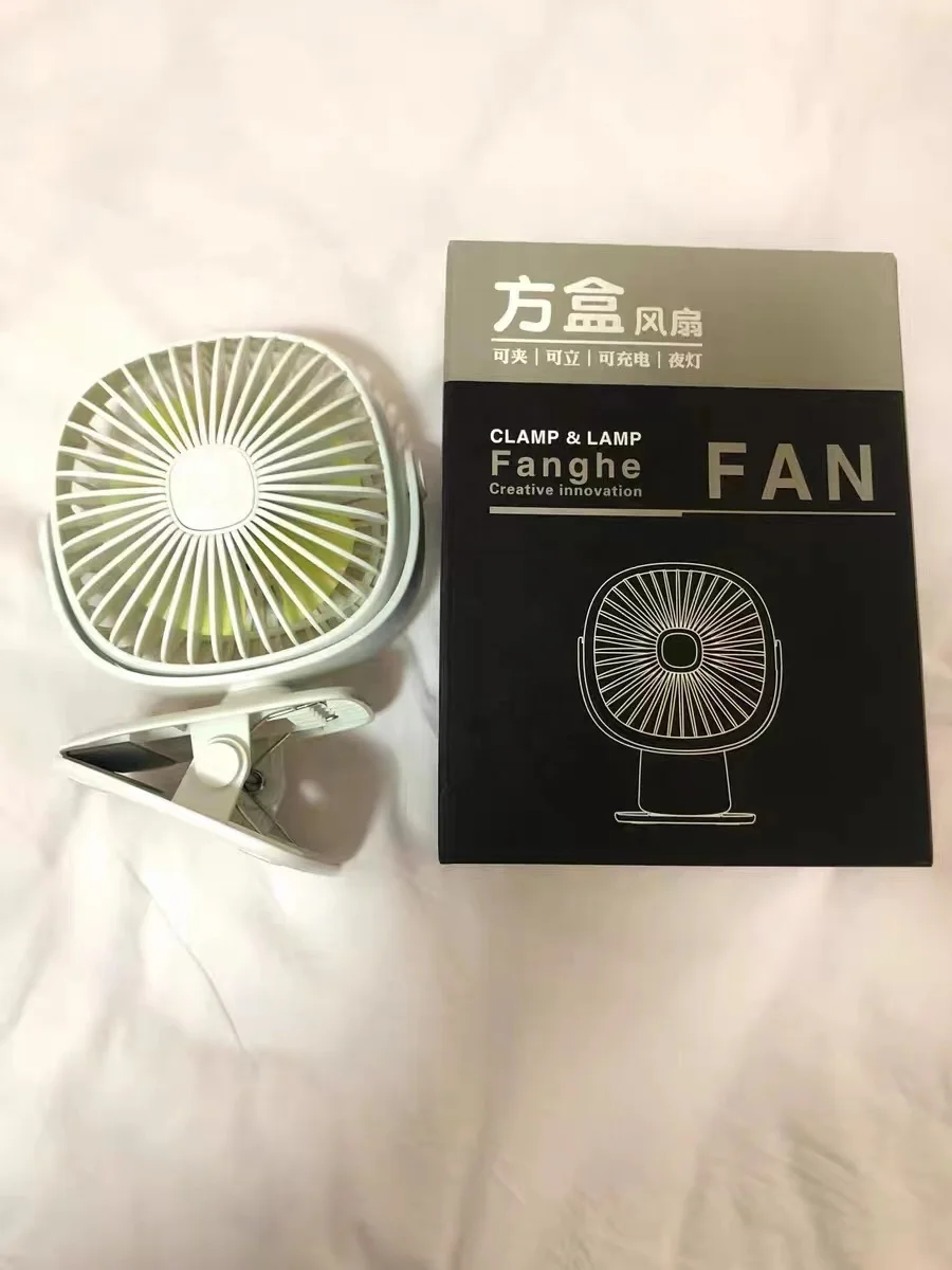 USB rechargeable 360 degree rotating desktop clip fan with night light function