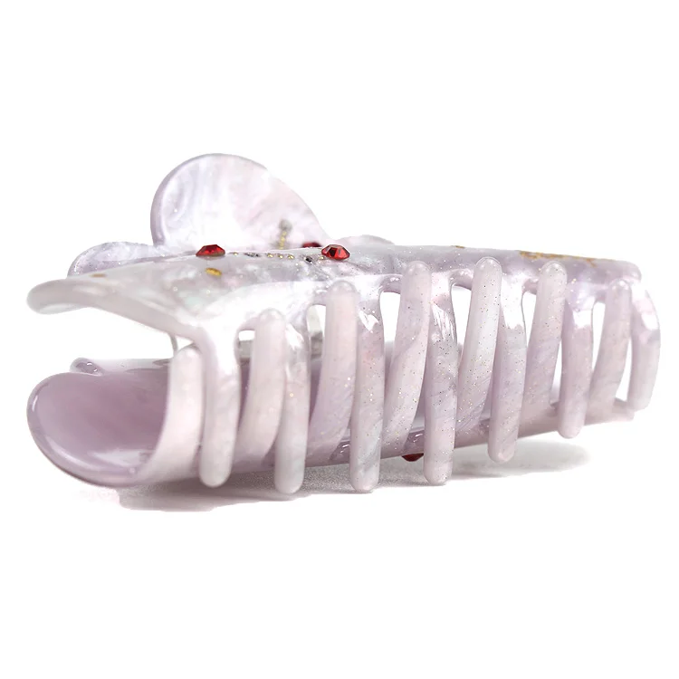 YIYI Purple Ladies Hair Accessories Design Scorpio Rhinestone Text Pattern Large Claw Clip Acetate Clutchers