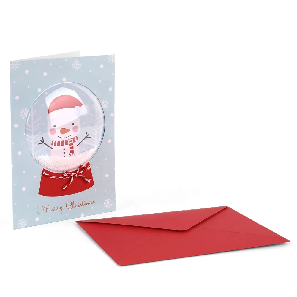 Unique Funny Blank Handmade 3D Shake Craft Custom Printing Foldover Merry Christmas Greeting Cards with Envolpe Wholesale