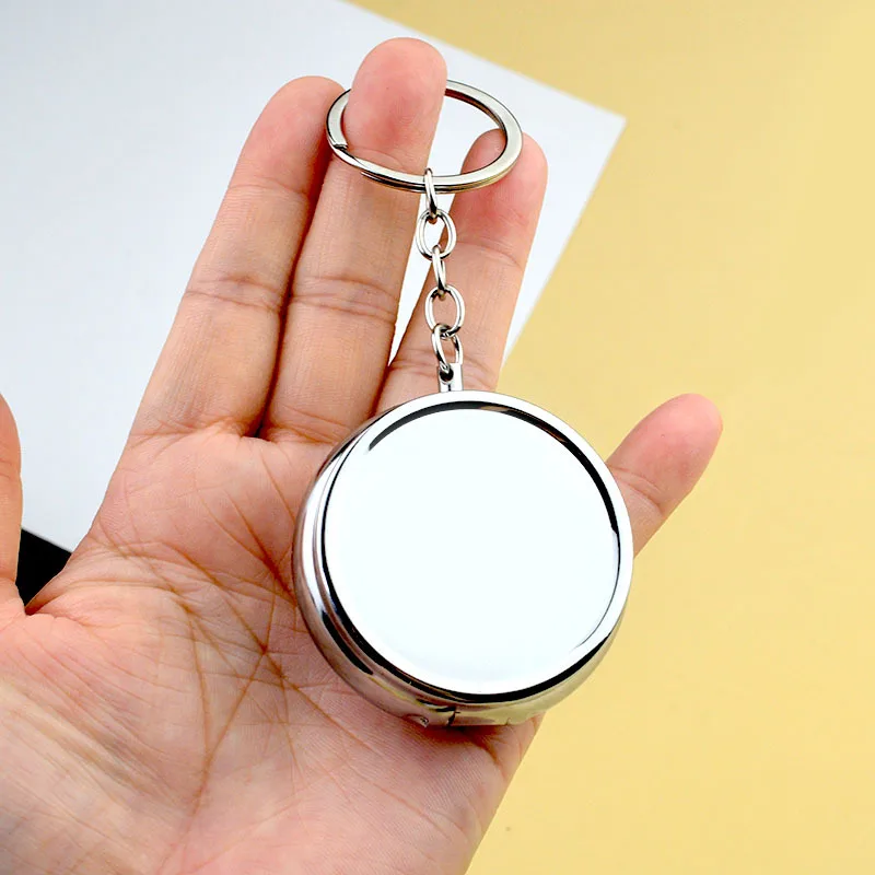 Thermal Sublimation Blank For Print Metal Medicine Box Pill Case Box Round Candy Portable Keychain Jewelry Case