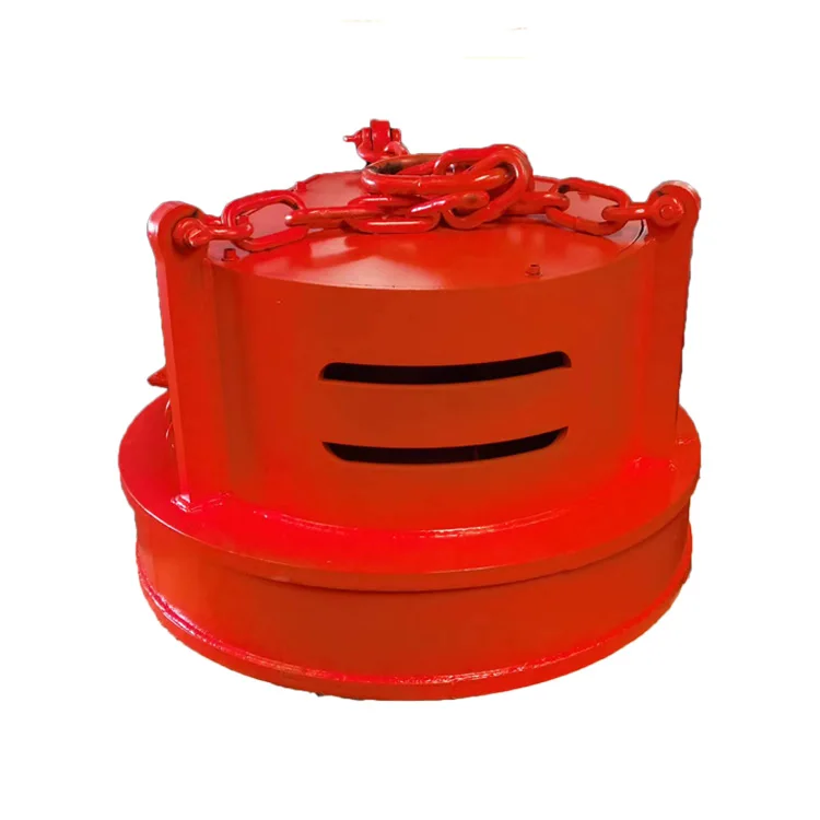 Excavator scrap magnet for scrap yard