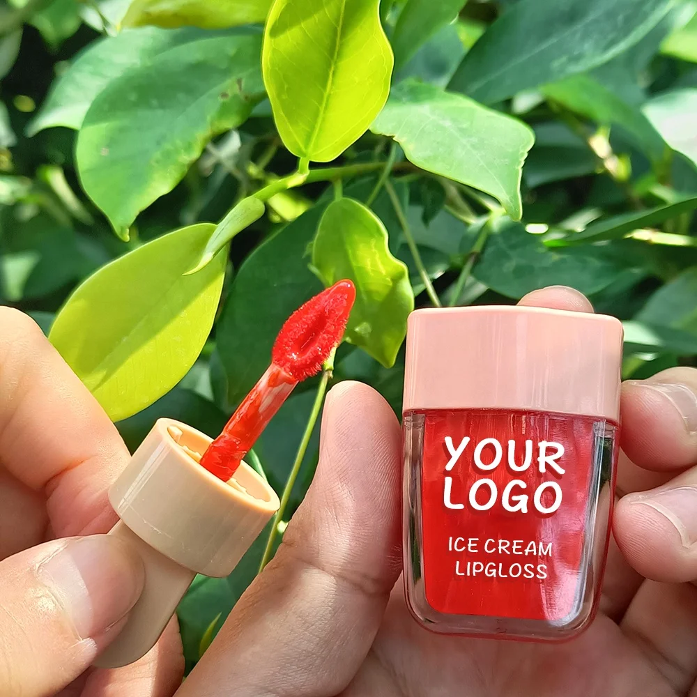 Vegan Kids Cute Lip Gloss Lasting Waterproof Ice Cream Lipgloss Glossy Lip Tint