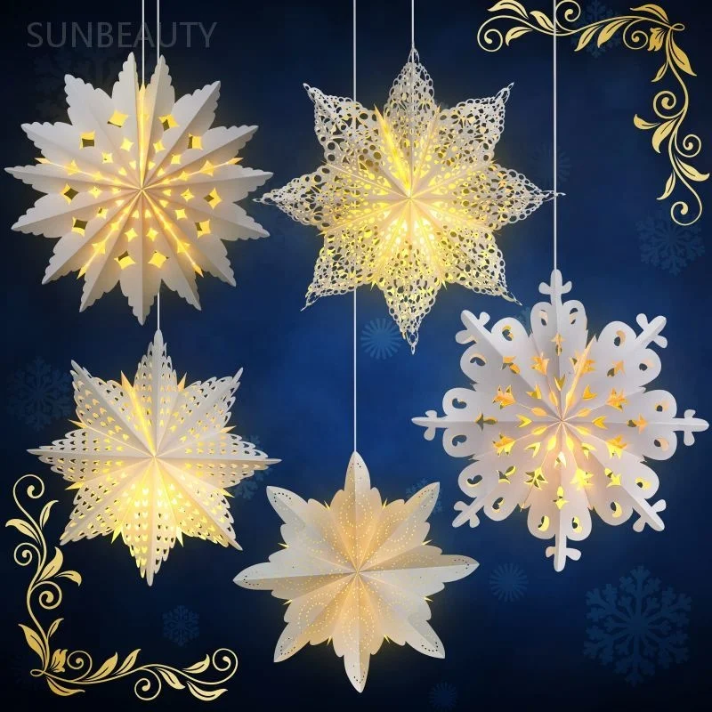Personalized Christmas Star Snowflake Paper Star Lanterns Wholesale christmas paper star