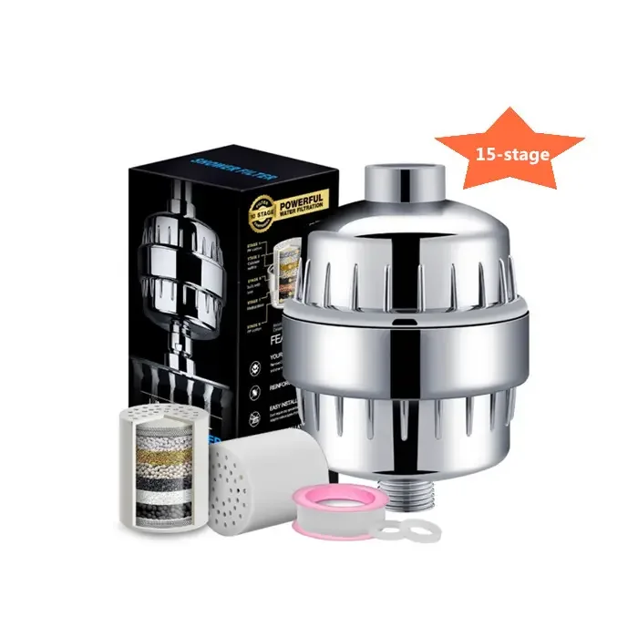 Brass Hand Mineral Led Head Althy Vitamin C Revitalizing Water Blu Filtered Beads 15 Stage Shower Filter