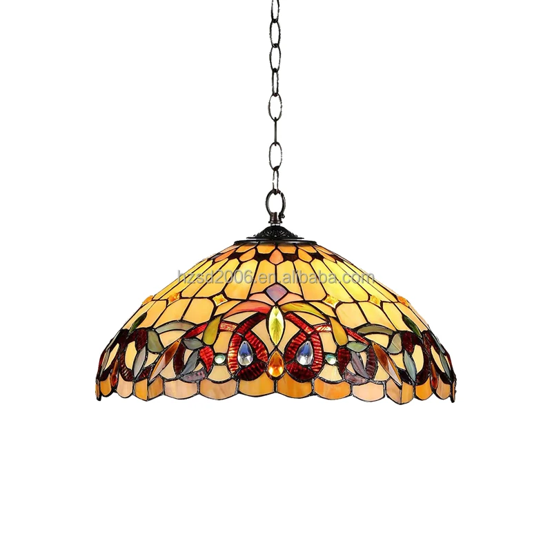 40CM Vintage Style Stained glass Tiffany Lamps Led Hanging Lamp LED lights Tiffany Stained Glass Chandelier Pendant Light