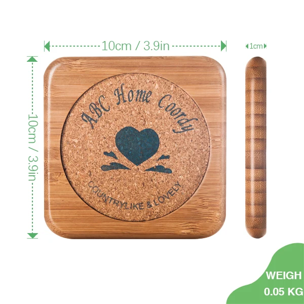 Custom Coffee Blank Pallet Cup Mat Custom Sublimation Coasters For Drink Square Bamboo Wood Coaster