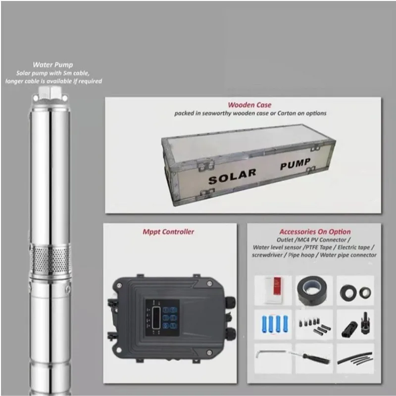 3 inch DC 48v400W600W750W solar water pump high lift agricultural irrigation photovoltaic submersible deep well pump