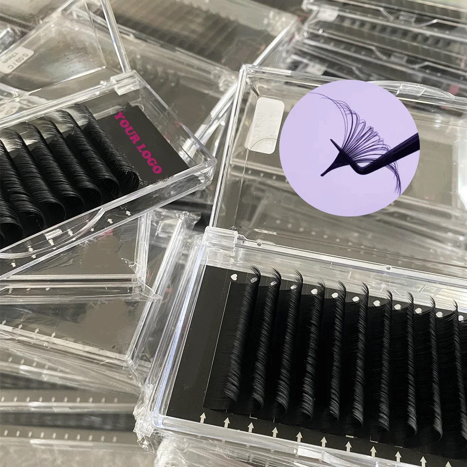 OEM Cashmere wholesale korean pbt fiber J B C D L curl eyelash extension hand made private label volume 12 lines lash extensions