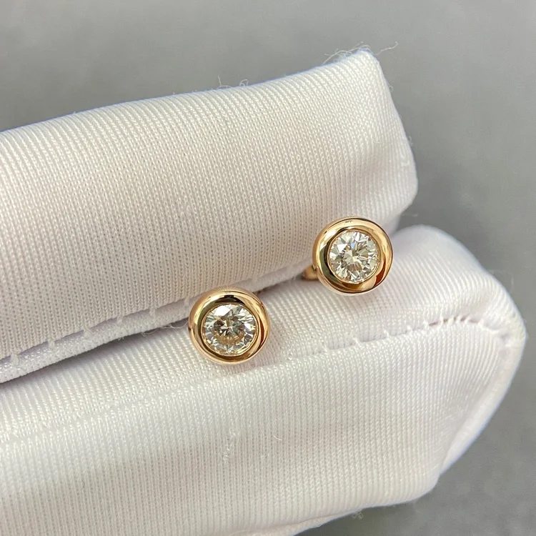 18K Rose gold Lab diamond bezel set bubble 0.5ctw diamond stud earrings for men and women