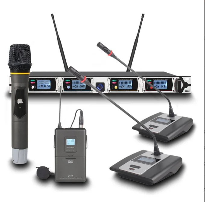 Hot Sale High Quality Clear Sound Stable Performance Uhf 1U 8 Channel Professional Wireless Microphone System