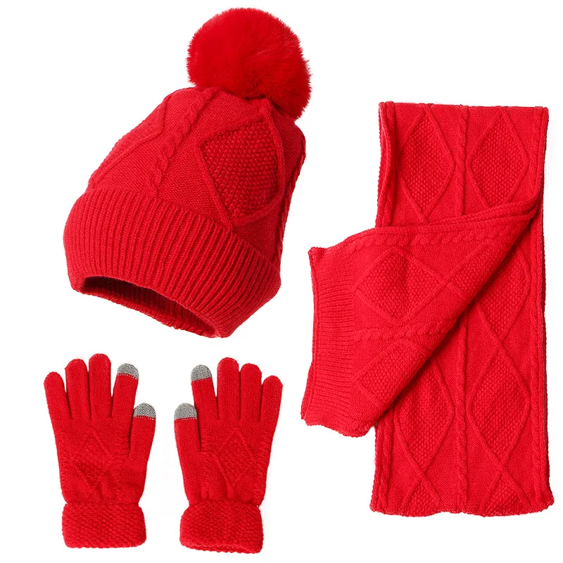 Cheap custom warm beanie winter cap knit winter hat and scarf set