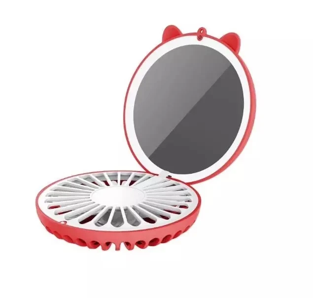 
Beauty Portable Led Mirror Makeup Pocket Hanging Fan Usb Charging Handheld Touch Mini Small Desk Fan 