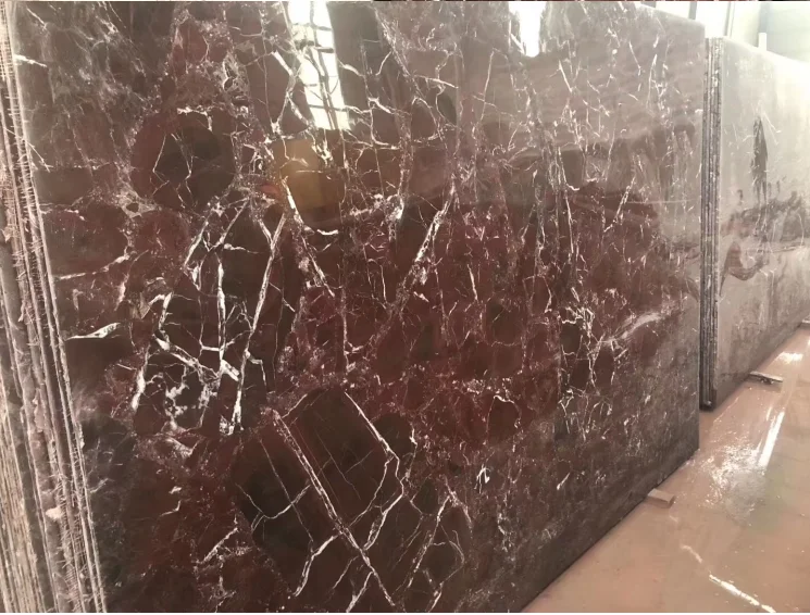 HZX Modern Red Quartz Stone Slab for Kitchen Island Countertops 3D Model Design Capable for Hotels