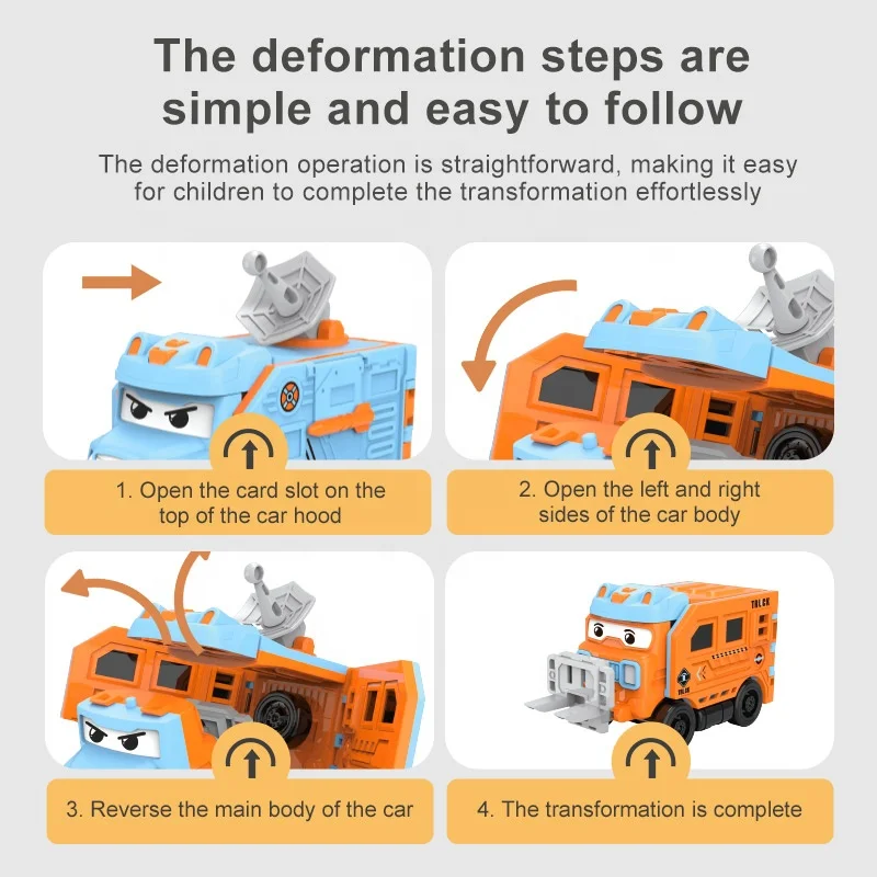 Cartoon Children Toy Car Deformation Reversing Inertia Pull-back Car Double Flip Engineering Model Car Toy For Boys