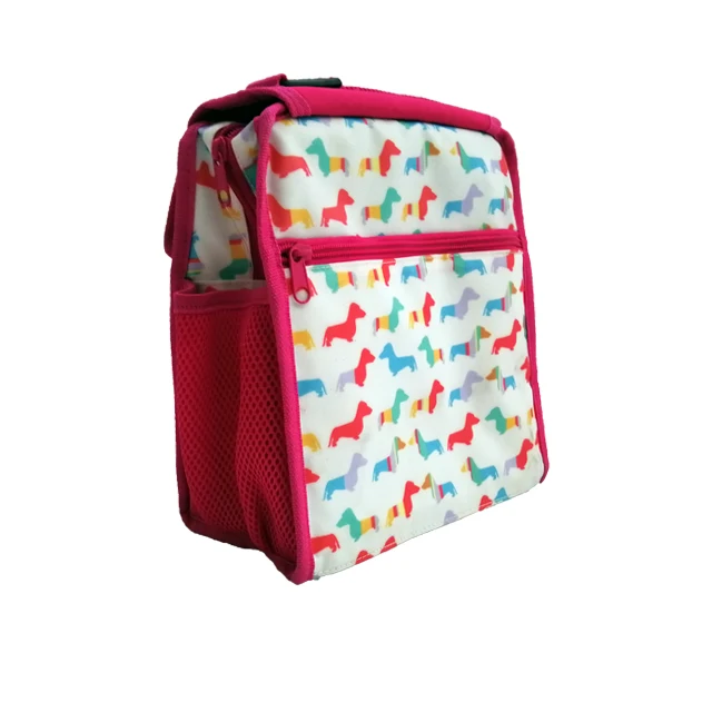high quality 600D oxford pvc colorful cute cartoon dog portable thermal customized kids waterproof  picnic cooler bag