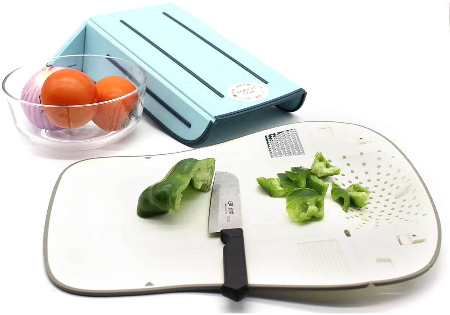 Multi-Function 4 in 1 Folding Chopping Board for Kitchen,Easy to Wash Pour Food Portable Grater and Grinder 15.8 X 12inch