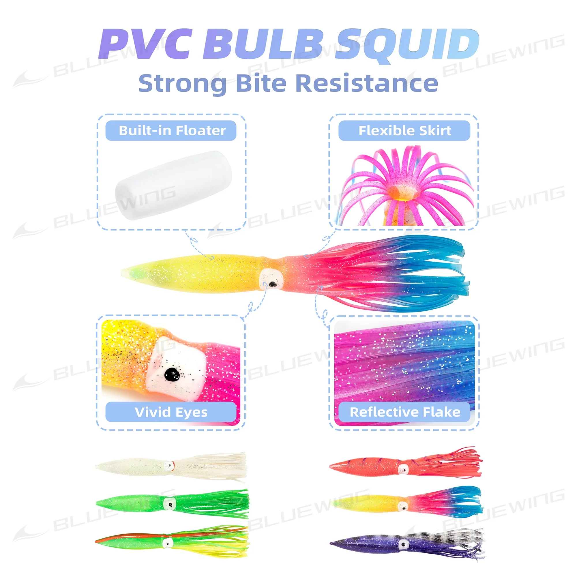 Big Game Daisy Chain Trolling Bird Squid Lures - Fishing Teasers for Marlin, Sailfish, and Tuna