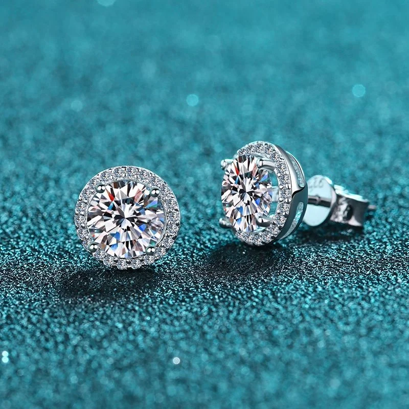 Сертификат GIA 925 стерлингового серебра женские серьги-гвоздики 5 мм 6 1 карат из тонкого муассанита с четырьмя когтями
