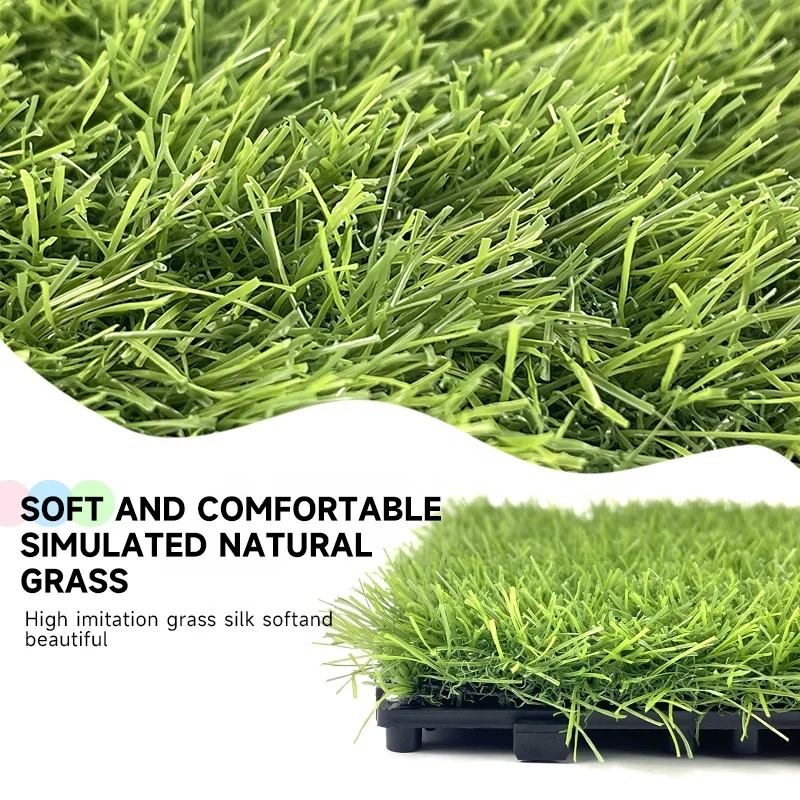 30cm High density Green Patchwork Artificial Grass Carpet Interlocking Turf Decking Tiles for Outdoor Soccer Faux Grass Floor