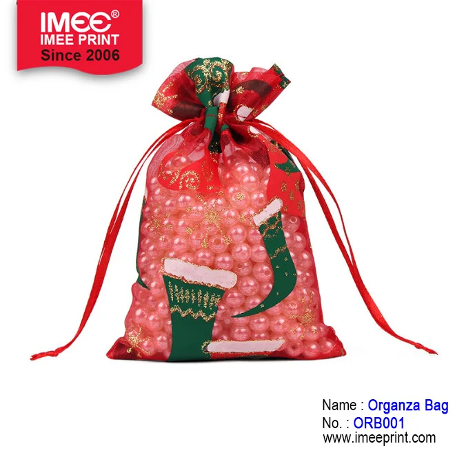IMEE Customized Logo Organza Storage Gift Pouch Drawstring Bag Personalized Christmas Organza Mesh Drawstring Bags